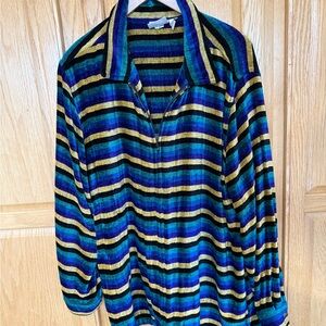 Chico's Vibrant Striped Top with Gold Accents